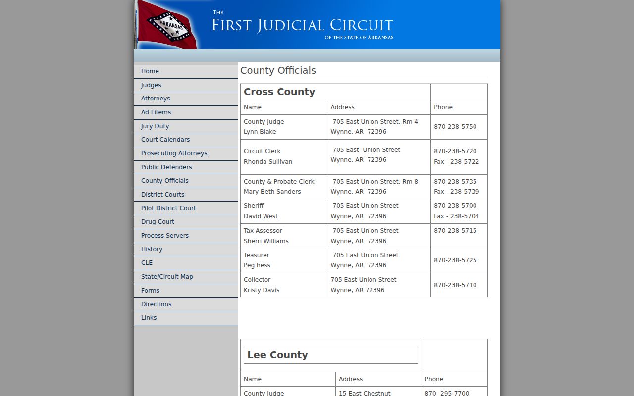 Lee County criminal history First Judicial Circuit officials