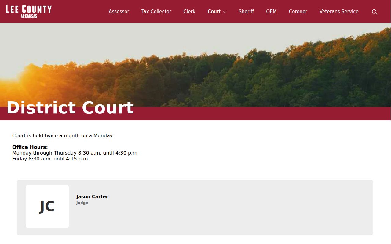 Lee County criminal history District Court schedule