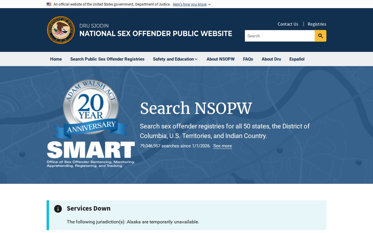 National Sex Offender Public Website search used with Lee County registry checks